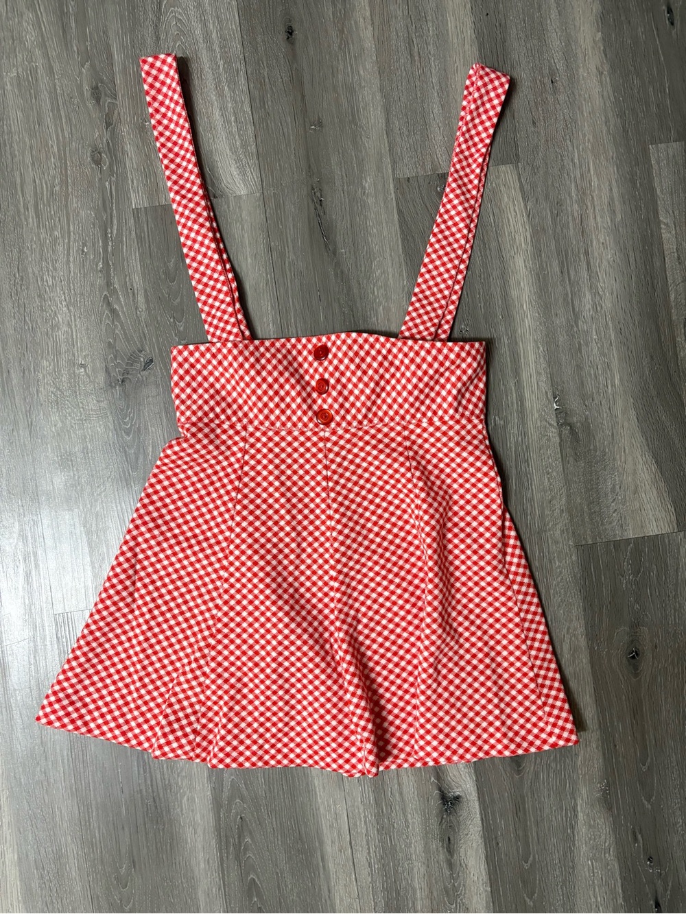 Red Gingham Suspender Skirt